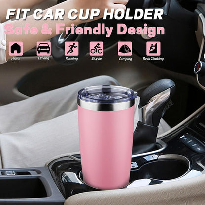 20 oz Tumbler with Lids and Straws, Stainless Steel Insulated Coffee Tumbler, Double Wall Vacuum Insulated Travel Mug Cup, Leakproof Thermal Coffee Cup for Hot and Cold Drinks (azure blue)