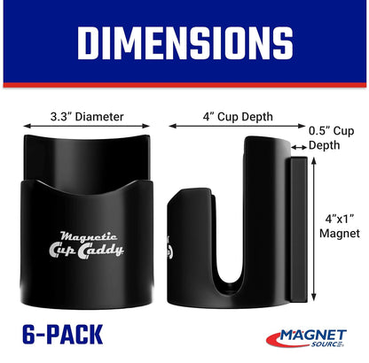 Master Magnetics Magnetic Cup Holder - Caddy for Bottles, Glasses, and Cans - Fits on Fridge, Lawnmower, Forklift, Cart, or Ladder - Heavy-Duty Magnet