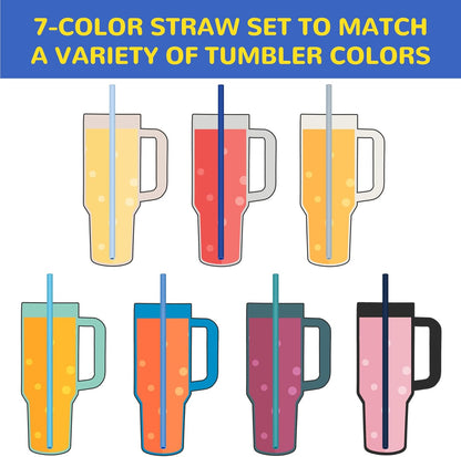 Tomorotec 15PCS Reusable Silicone Drinking Straws w/ 2 Brushes, Fit for Stanley Tumbler 40oz 30oz 20oz, 12" Long Customizable for Various Drinkware, Dishwasher Safe, BPA-Free, Safe for Teeth (Macaron)