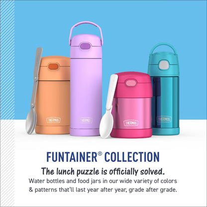 THERMOS FUNTAINER Water Bottle with Straw - 12 Ounce - Kids Stainless Steel Vacuum Insulated Water Bottle with Lid, Bluey - Colors B