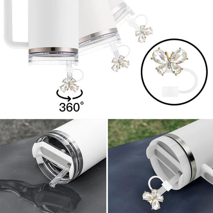 Cute Straw Cover Cap for Stanley Cup Accessories,Bling Straw Toppers for Stanley Tumbler 40&30 oz,Reusable Straws Tips Protectors Compatible with 10mm Straws