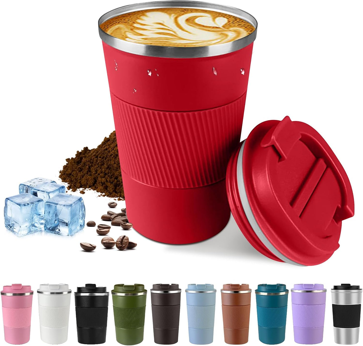SPLMIFA Vacuum-Insulated Stainless Steel Travel Coffee Mug, Leak-Proof Reusable Coffee Cup with Lid - Keep Hot & Cold Drinks for Hours, Durable Insulated Tumbler for Men & Women(3rd-Black, 12OZ)