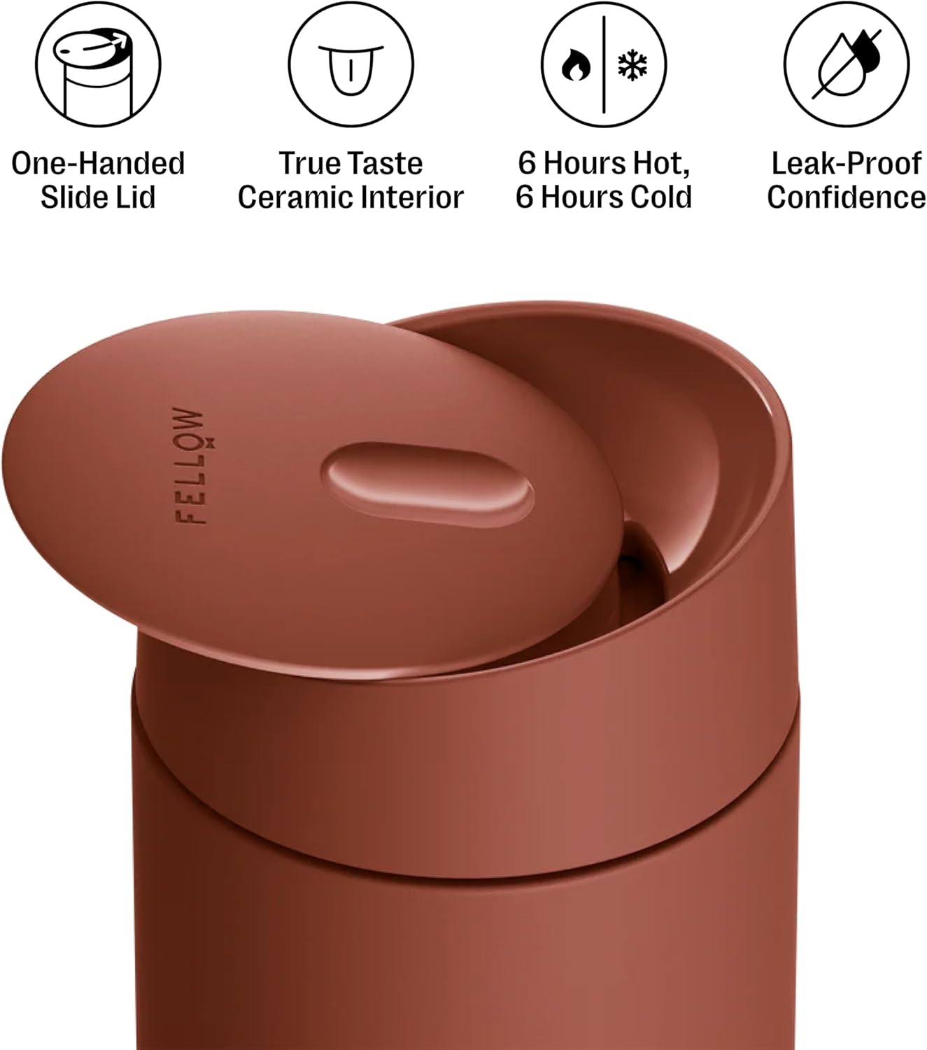 Fellow 12 oz Carter Slide Travel Mug – One-Handed Slide Lid, Vacuum Insulated Stainless Steel Tumbler with Ceramic Interior for Hot and Cold Drinks, Leak-Proof and Dishwasher Safe, Hazy Blue