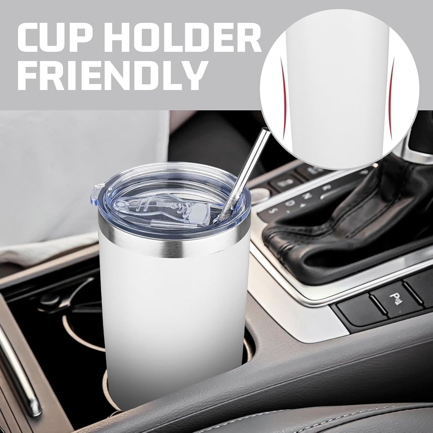 20 oz Tumbler with Lids and Straws, Stainless Steel Insulated Travel Coffee Mug, Double Wall Vacuum Insulated Tumblers, Powder Coated Coffee Tumbler for Cold & Hot Drinks (Light Purple)