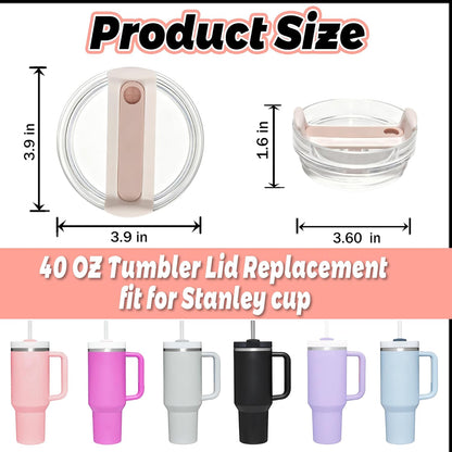 40 OZ Tumbler Lid Replacement Compatible for Stanley Quencher H2.0, 1 Pack BPA Free Clear Lid Replacement for Stanley Cup Accessories(Clear-White)