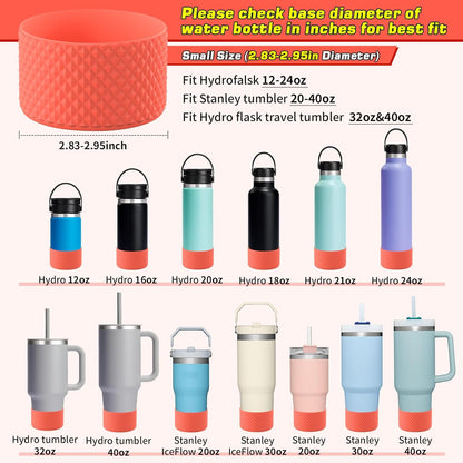 WUQID Water Bottle Boot, Diamond Silicone Boot Compatible with Stanleyy Tumbler 20-40oz & Hydroo Flask Bottle 12oz-24oz, Reduces Dents Sleeve Cover for More Bottles/Tumblers Bottom of 2.83-2.95in