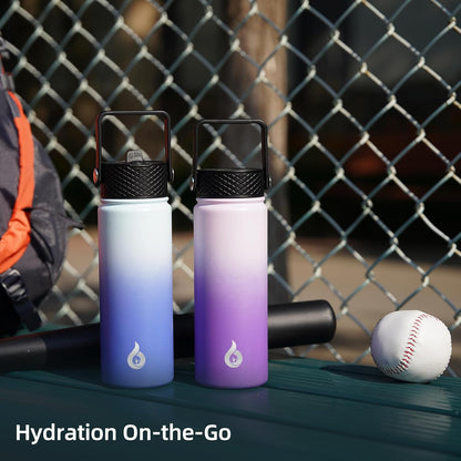 BJPKPK Insulated Water Bottles with Straw Lid, 40oz Stainless Steel Water Bottles with 3 Lids, BPA Free Leakproof Thermo, Tumblers, Cups for Sports, Gym- Midnight - Colors B