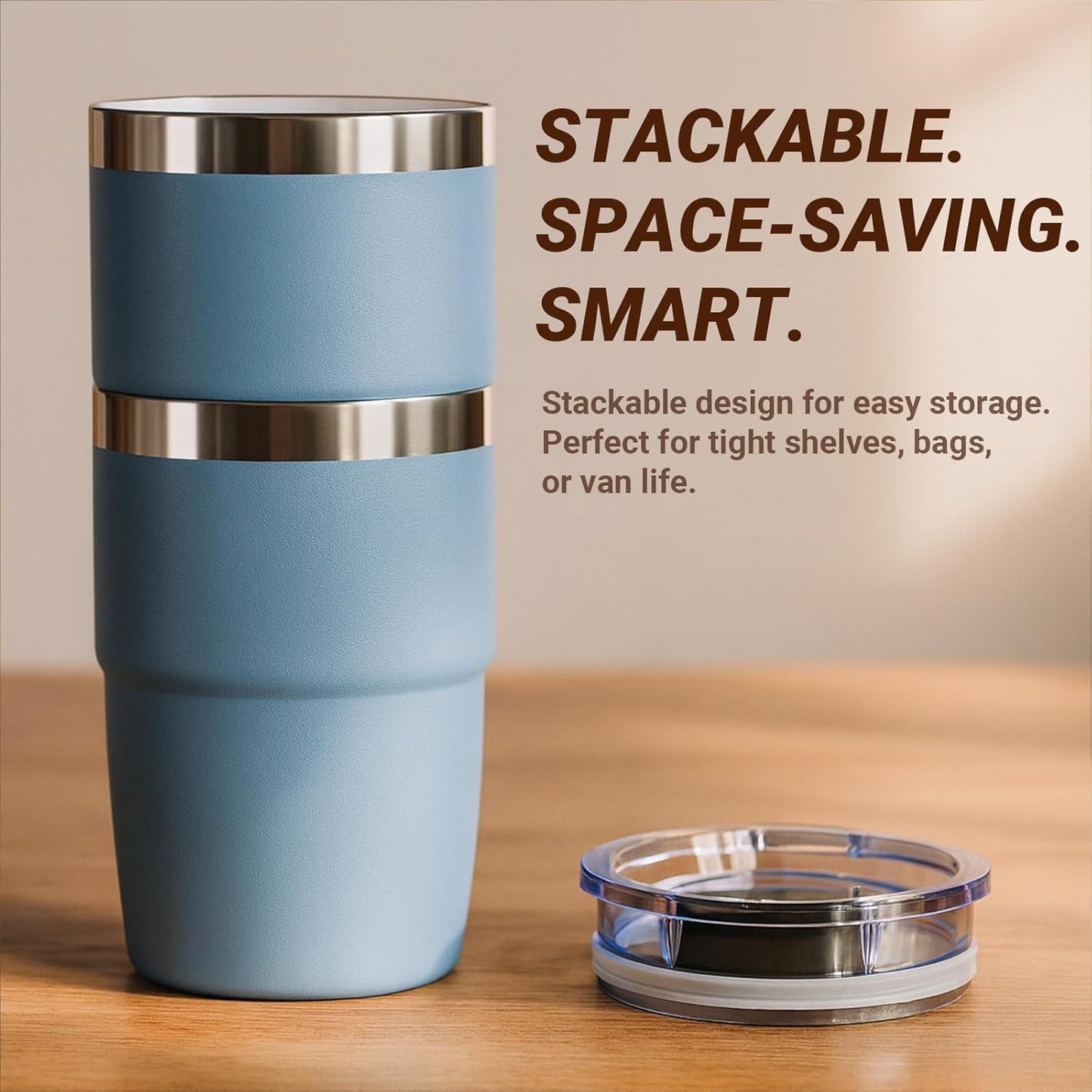8 oz Small Coffee Cup with Magnetic Lid, Ceramic-Lined 18/8 Stainless Steel, Double-Wall Vacuum Insulated, Stackable, Dishwasher Safe, Mini Tumbler for On-the-Go, 2 Pack, Black