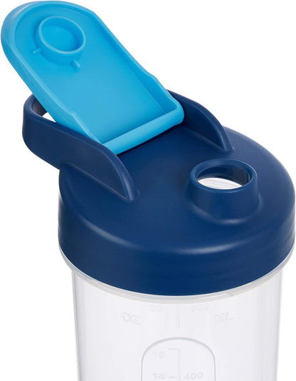 Amazon Basics Protein Shaker Bottle with Mixer Ball, Dishwasher Safe, 20 oz, Gray, 2-Pack
