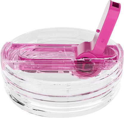 2 Pack 40 oz Flip Straw Lid for STANLEY Quencher ProTour and H2.0 FlowState Tumbler(Only for STANLEY Tumbler), Leakproof Lid, No Spill & Easy to Use Reusable Cover (Passion Pink)
