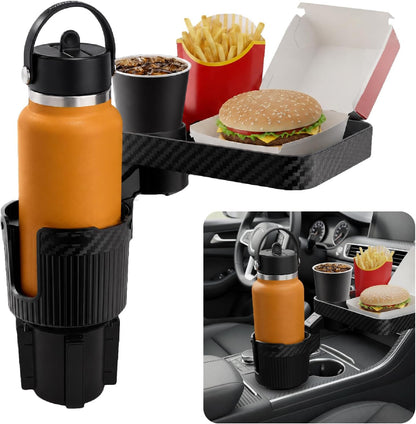 OtterVerz 11 Upgraded Car Cup Holder Tray, 3 in 1 Car Cup Holder Expander Adapter, 360° Rotating Detachable 10.5" Car Food Tray Table for Eating, Road Trip Essentials, Fits Yeti/Hydro Flask 16–46oz