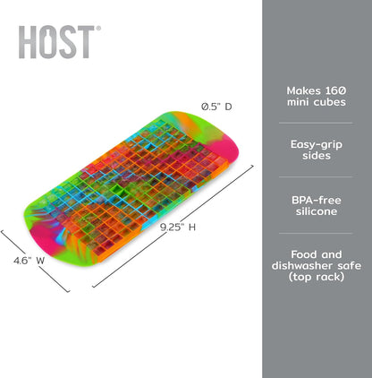 Host Ice Cube Tray, Makes Four 5-Inch Long Cubes, Durable Silicone Trays with Easy Release Design, Perfect for Water Bottles and Highball Glasses, Home Bar Accessories, Set of 1, Marble