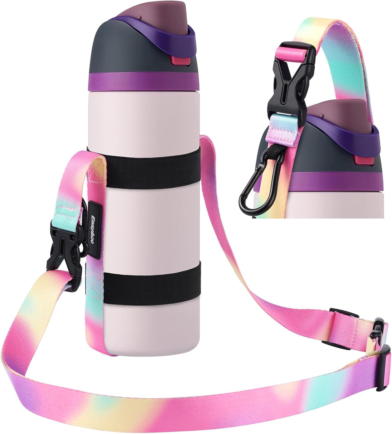 EasyAcc Water Bottle Holder Strap Sling, for Owala FreeSip 24 32 40 oz, Hydro Flask, Cirkul, Yeti, Stanley Flip, Universal Water Bottles, with Carabiner, for Walking Curise Travel (Bottle Excluded)
