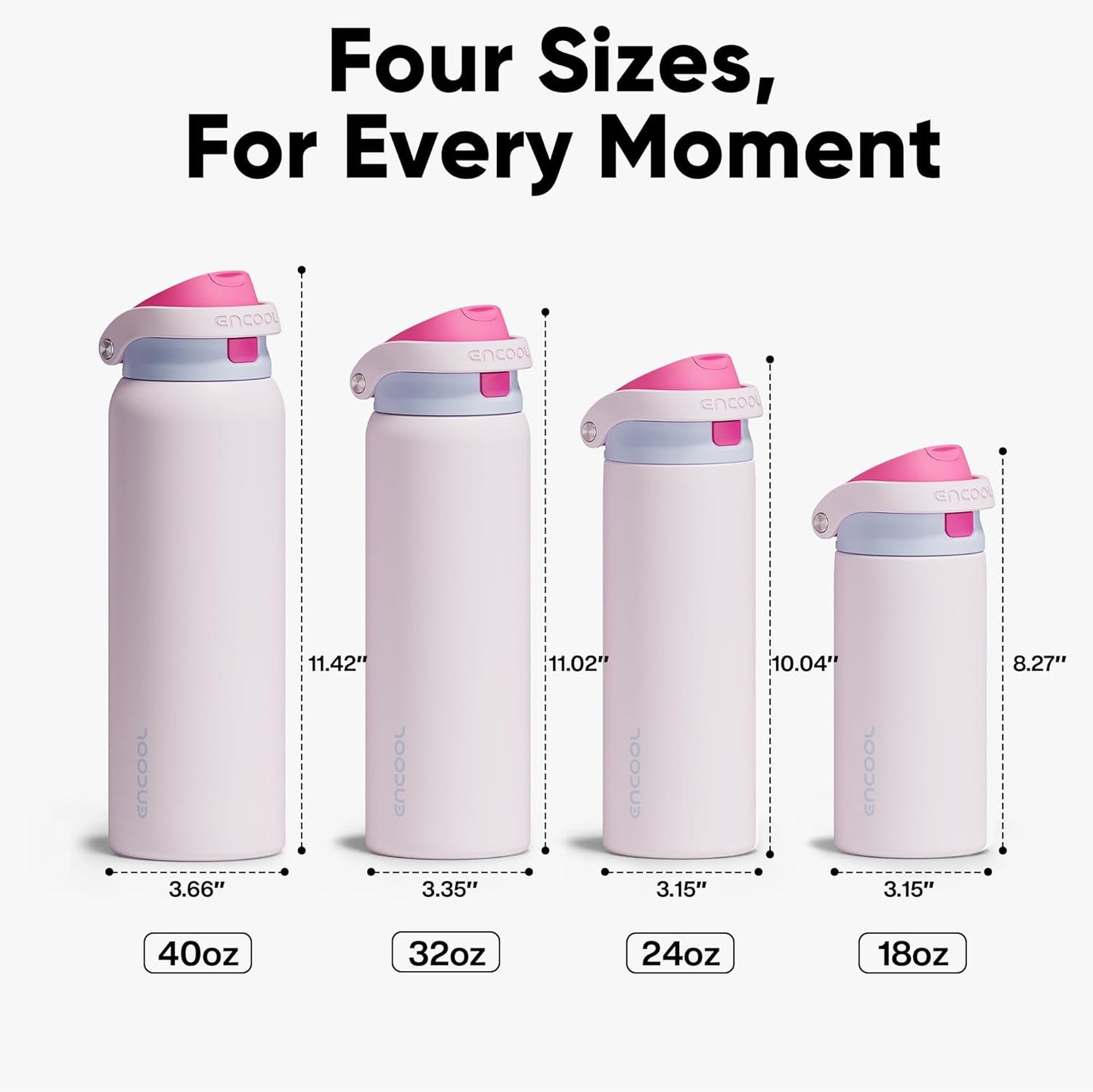 ENCOOL Leakproof Insulated Water Bottle with Straw Dual-Sip Water Bottle Bag-Safe Design for Work, Commute & Gym – Keeps Drinks Cold All Day, 24 oz, Lemonade Pink - Colors B