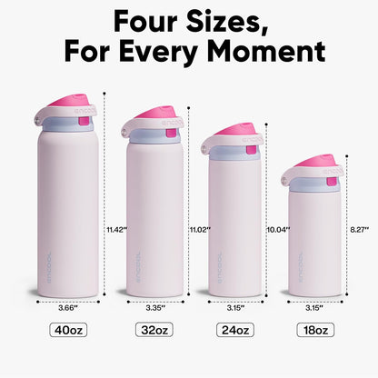 ENCOOL Leakproof Insulated Water Bottle with Straw Dual-Sip Water Bottle Bag-Safe Design for Work, Commute & Gym – Keeps Drinks Cold All Day, 24 oz, Lemonade Pink - Colors B
