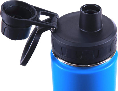 Drinco Stainless Steel Water Bottle Spout Lid Vacuum Insulated Double Wall Water Bottle Wide Mouth (40oz 32oz 22oz 18oz 14oz) Leak Proof Keep Cold Sport Camping Hiking (22 oz, 22oz Black)