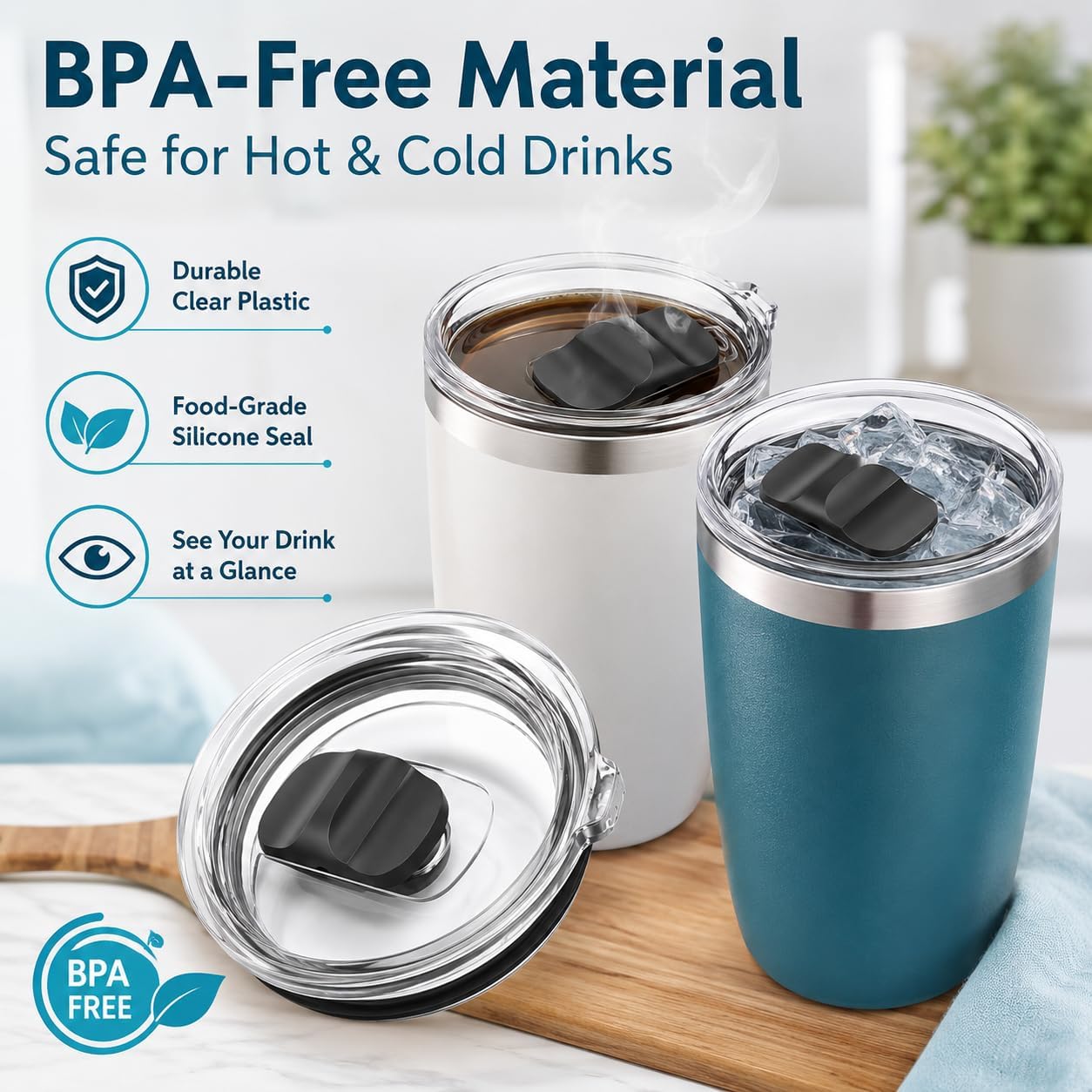 2Pcs 30oz Replacement Yeti Tumbler Lids, Only for Yeti 30 oz Tumbler, 14 oz Mug, with Strong Magnetic Slider Switch, Good Spill Proof Effect Coffee Cup Travel Cover Lids, BPA Free