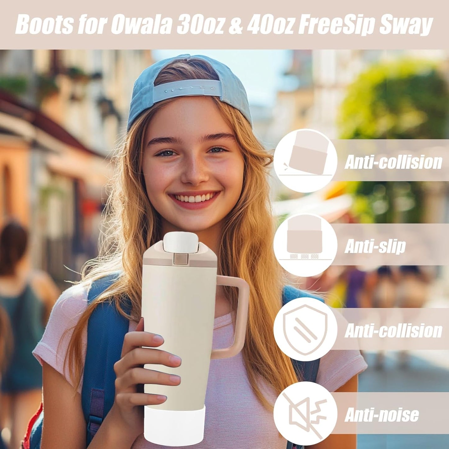 Mity rain 2PCS Protective Silicone Boots for Owala 30oz & 40oz FreeSip Sway Bottles & Tumblers - Accessories for owala, Enhances Stability & Prevents Scratches(Black Cherry)
