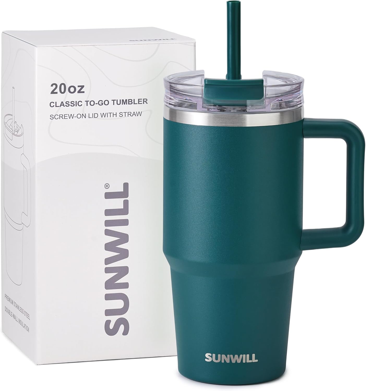 SUNWILL 20 oz Tumbler with Handle and Straw Leak Proof,Travel Coffee Mug with Lid, Stainless Steel Cup Insulated for Office & Gym, Cupholder Friendly, Powder Coated Orchid
