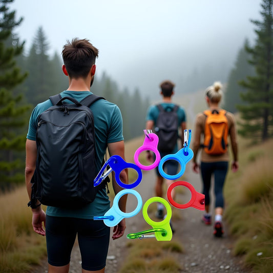 6 Pcs Silicone Water Bottle Buckle with Carabiner Clip Portable Secure Bottle Holder Hanging Rings Silicone Buckle Portable Hiking Camping Water Bottle Accessories