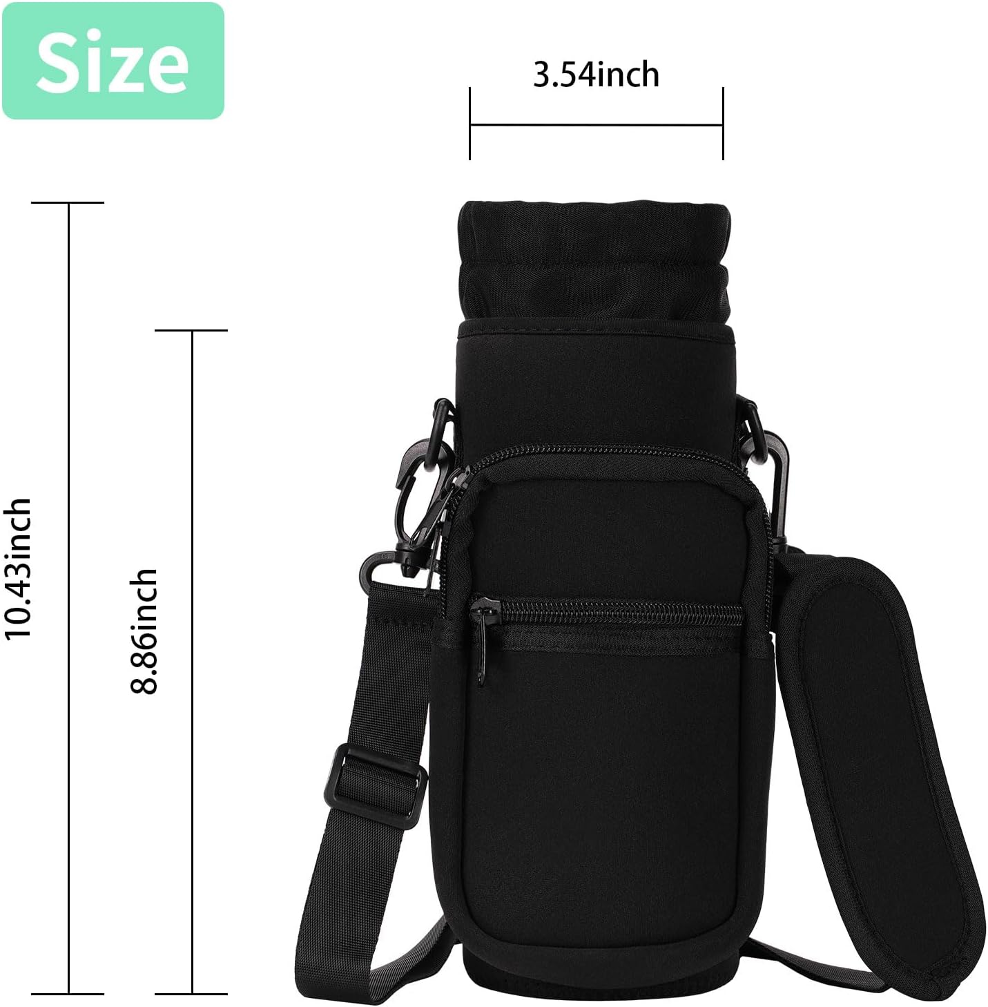 AceTreker 32/40/64/87/128 oz Water Bottle Carrier Bag, Neoprene Water Bottle Sleeve with 4 Pocket, Sport Water Holder with Paracord Handle and Shoulder Strap for Walking Hiking Camping Gym