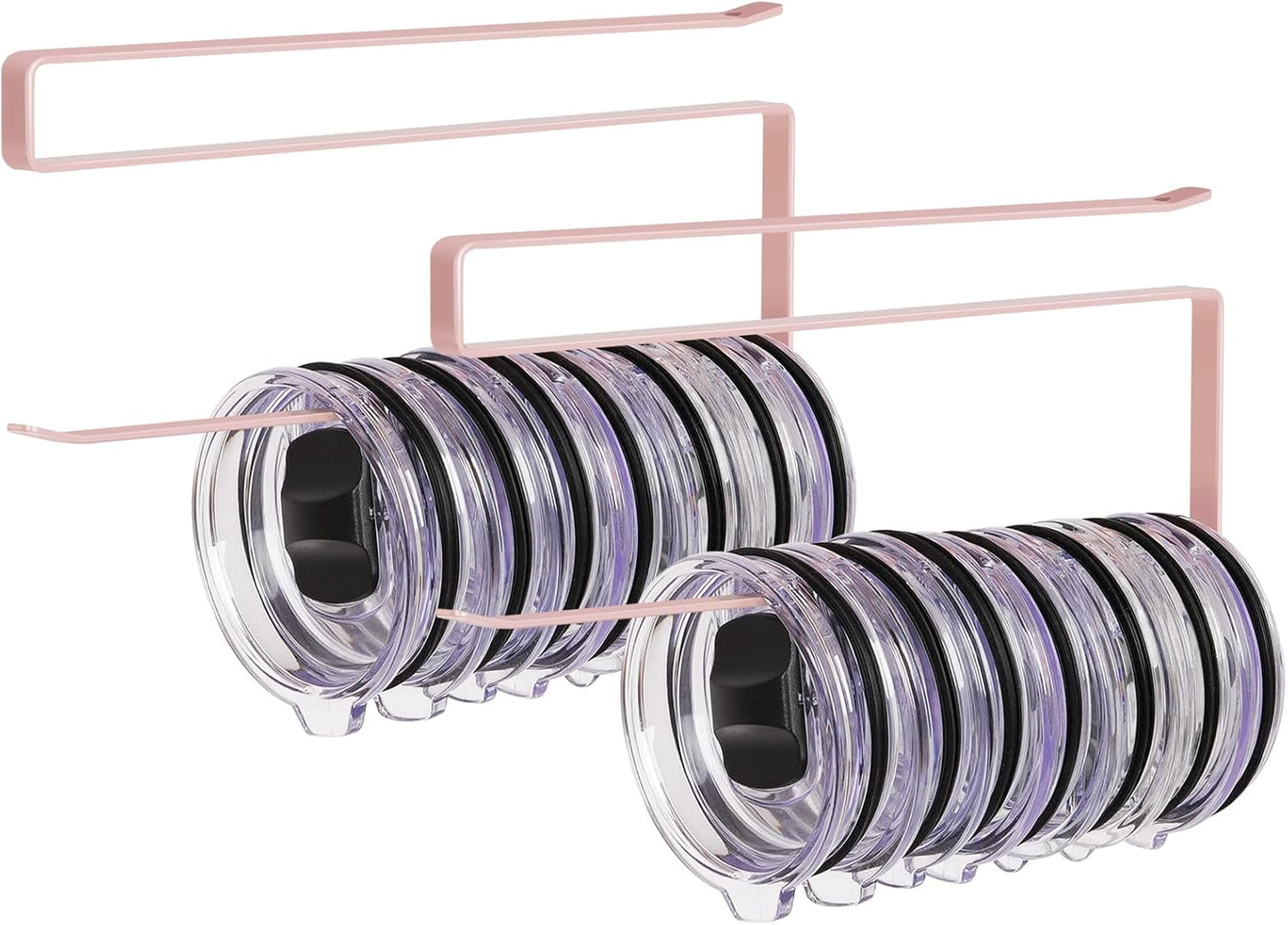 Tumbler Lid Organizer, Horizontal Tumbler Lid Storage Hook Up to 10 Lids, Space Saving Cup Lid Holders Under Cabinet Tumbler Lid Hook for Kitchen Organizer and Storage,Hanging Paper Towel Rack Hanger
