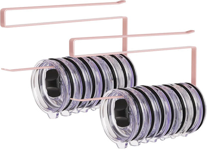 Tumbler Lid Organizer, Horizontal Tumbler Lid Storage Hook Up to 10 Lids, Space Saving Cup Lid Holders Under Cabinet Tumbler Lid Hook for Kitchen Organizer and Storage,Hanging Paper Towel Rack Hanger