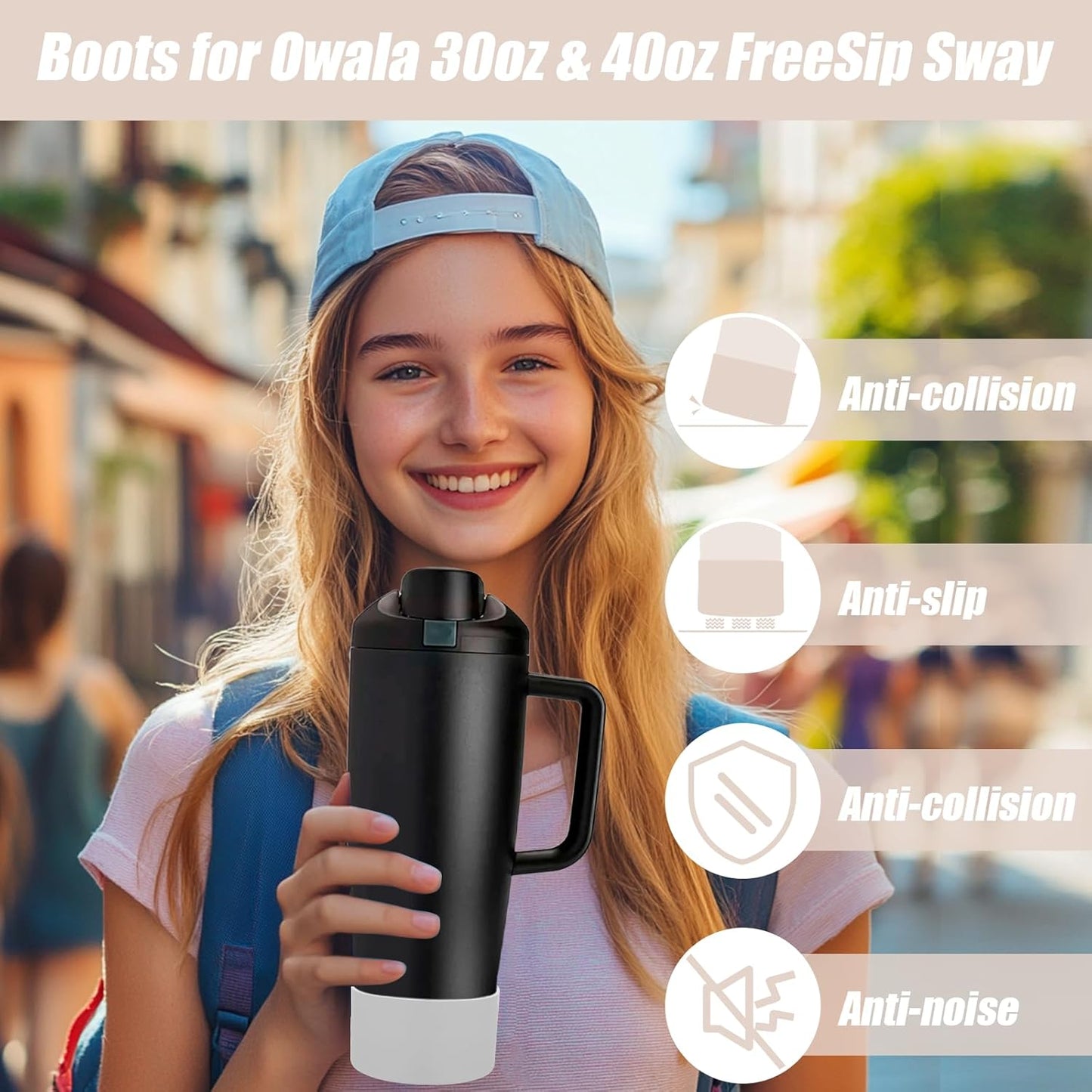 Mity rain 2PCS Protective Silicone Boots for Owala 30oz & 40oz FreeSip Sway Bottles & Tumblers - Accessories for owala, Enhances Stability & Prevents Scratches(Black Cherry)