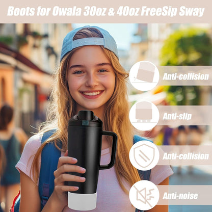 Mity rain 2PCS Protective Silicone Boots for Owala 30oz & 40oz FreeSip Sway Bottles & Tumblers - Accessories for owala, Enhances Stability & Prevents Scratches(Black Cherry)