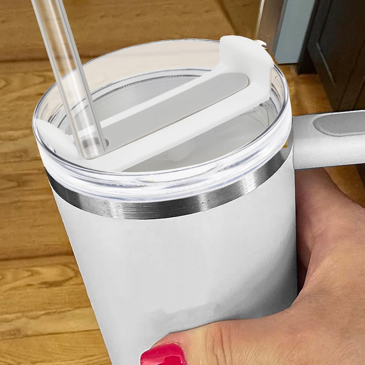40oz Tumbler Lid Compatible for Stanley, 2 Pack Replacement Tumbler Lids Fit for Stanley Quencher 2.0 Tumbler 40 OZ, with Straws and Cleaning Brush (Orchid)