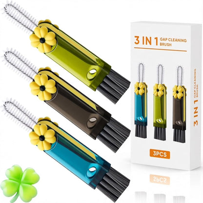 3 in 1 Cup Lid Cleaning Brush, 4PCS Multifunctional Crevice Cleaning Brush for Water Bottle Insulated Cup Tumbler Lid Groove Narrow Space Detail Cleaner Home Kitchen Gadgets