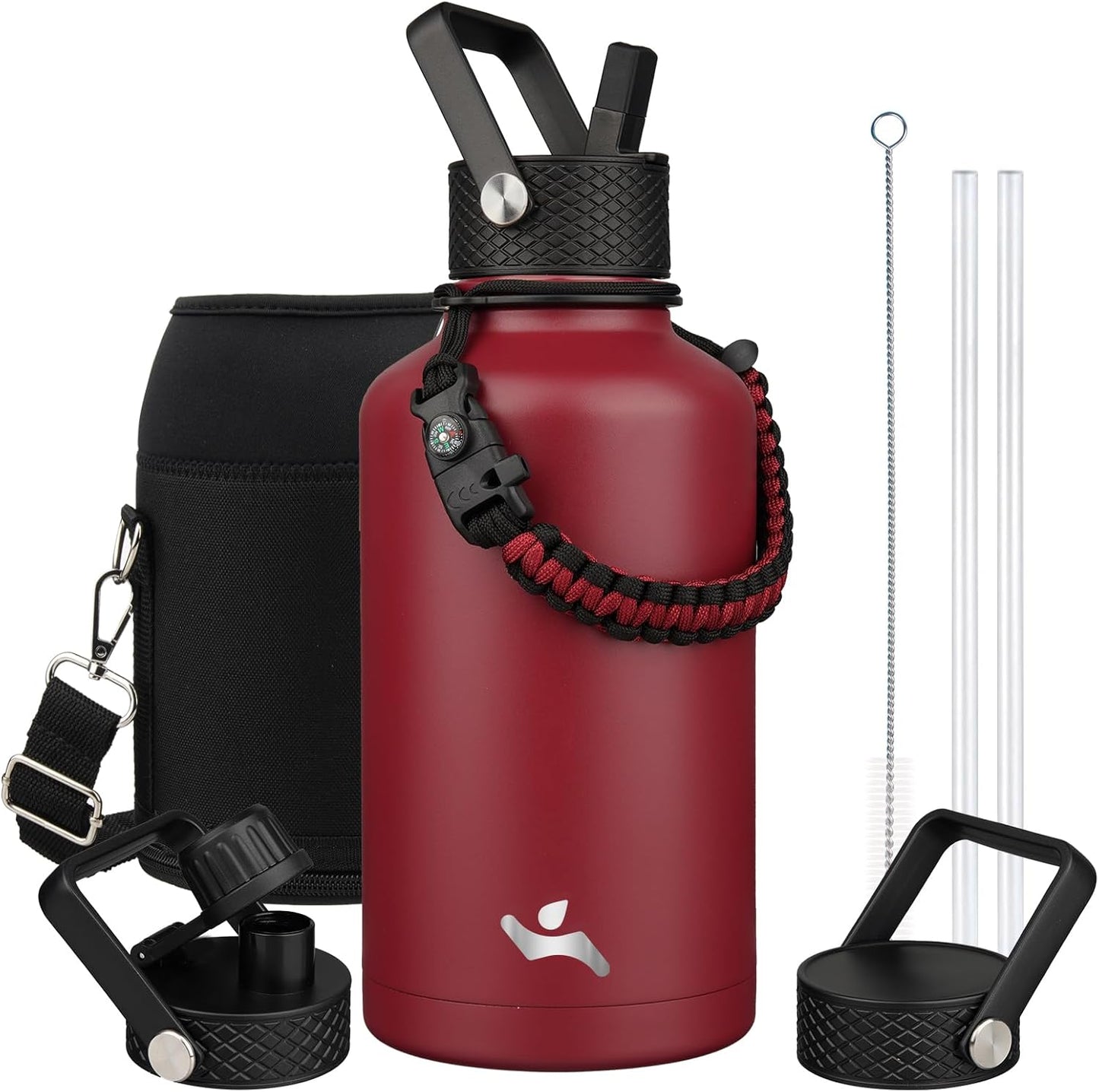 Konokyo 22oz Stainless Steel Bottles with 3 Lids Sport Insulated Water Bottle,Mint