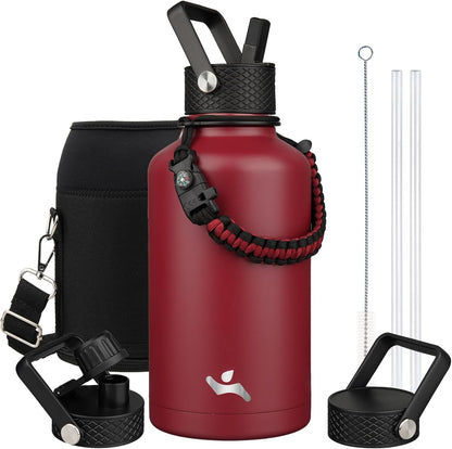 Konokyo 22oz Stainless Steel Bottles with 3 Lids Sport Insulated Water Bottle,Mint