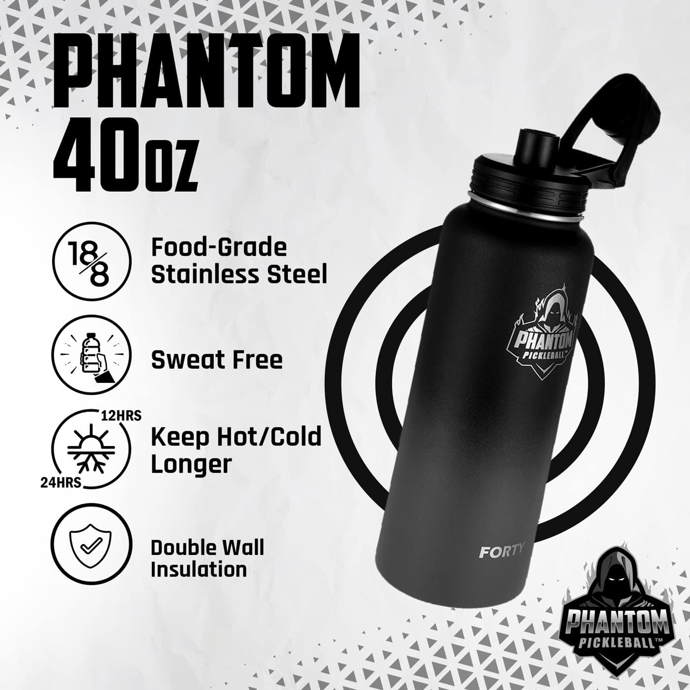 Stainless Steel Water Bottle – Double Wall Insulation 40 Oz Water Bottles – Leakproof Water Jug with Spout with Twist Cap – Ideal Sports Bottle for Training, Hydration