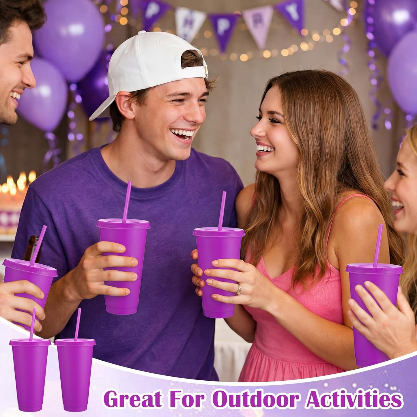 Honeydak 15 Pack Tumbler with Straw and Lid Bulk Cups for Gifts Water Bottle Iced Coffee Travel Mug Cup Reusable Plastic Tumblers for Party Birthdays 24-27 oz (Solid Color)