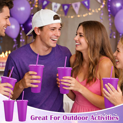Honeydak 15 Pack Tumbler with Straw and Lid Bulk Cups for Gifts Water Bottle Iced Coffee Travel Mug Cup Reusable Plastic Tumblers for Party Birthdays 24-27 oz (Solid Color)