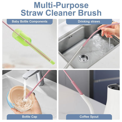 Silicone Cleaning Brush Kit,Water Bottle and Straw Cleaner Brush Set for Tumbler,Baby Bottle,Breast Pump Part,Nipple,Sippy Cup,Glass,Dishwasher Safe,BPA Free,3 Pcs