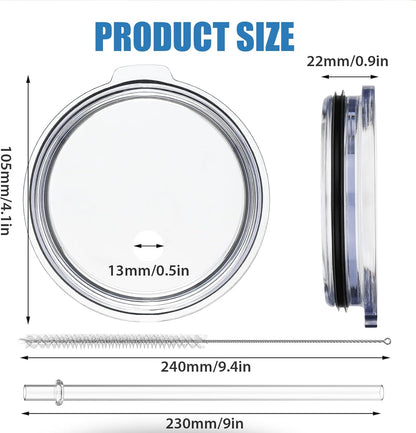 30 oz Tumbler Lid with Straw for YETI, 2 Pack Replacement Cover for Rambler 26 oz Cup, 30 oz Tumbler, 35 oz Straw Mug, Spill Proof Top with Brush, Dishwasher-Safe and Shatter-proof