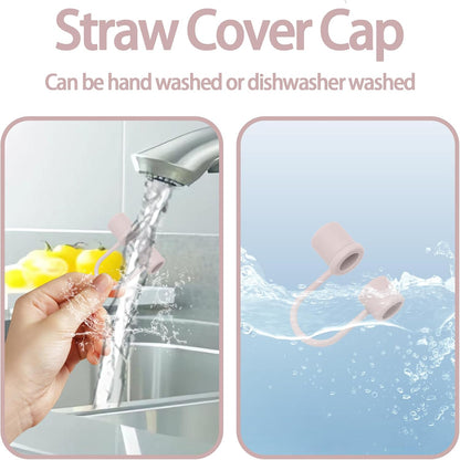 6PCS Silicone Straw Covers Cap Compatible with Stanley Cup 30&40oz Tumbler with Handle 10mm Straw Toppers，Straw Tips Lids Dust-Proof Reusable for Stanley Cup Accessories (White)