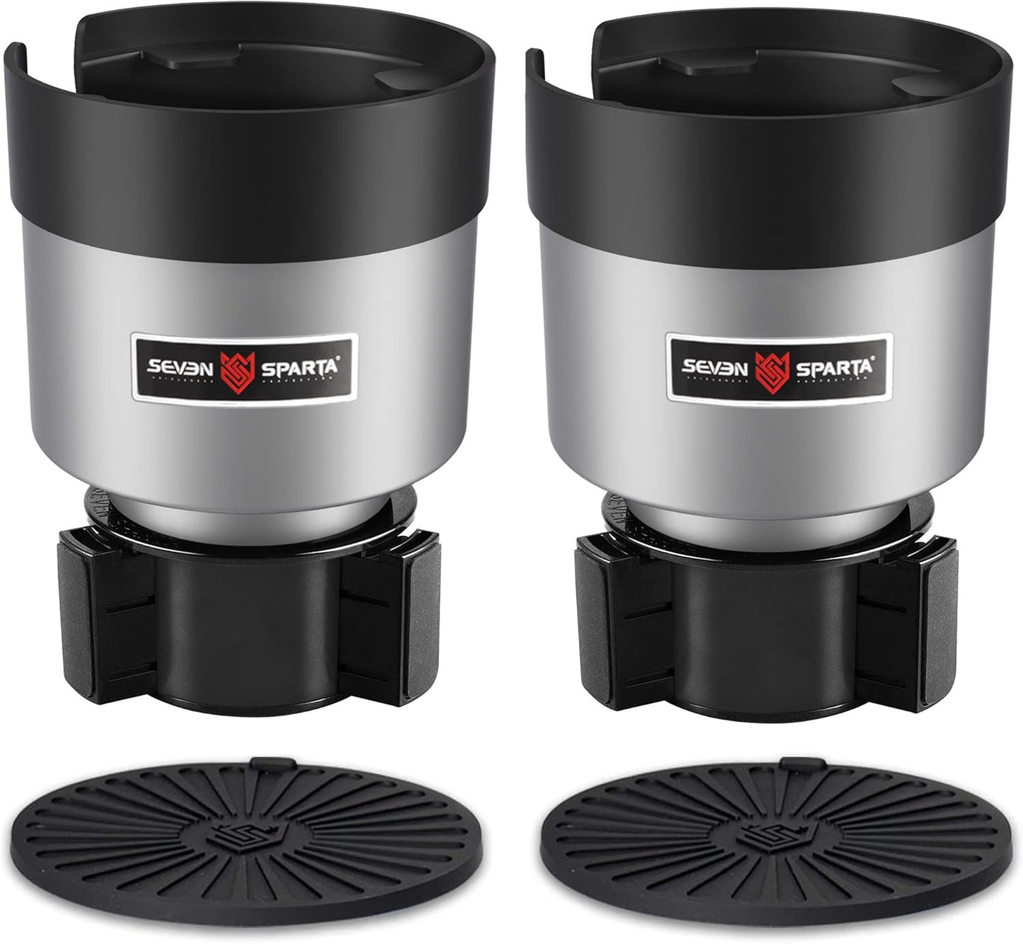 Seven Sparta Car Cup Holder Expander with Offset Adjustable Base, Compatible with Hydro Flasks 32/40 Ounce, Compatible with Yeti Ramblers 20/26/30 Ounce, Other Bottles in 3.4"-3.8" (Black)