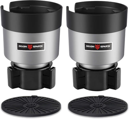 Seven Sparta Car Cup Holder Expander with Offset Adjustable Base, Compatible with Hydro Flasks 32/40 Ounce, Compatible with Yeti Ramblers 20/26/30 Ounce, Other Bottles in 3.4"-3.8" (Black)