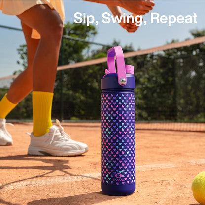 ENCOOL Insulated Water Bottle with Straw Stainless Steel Water Bottle, Leak-Proof, BPA-Free, Double Wall Vacuum Keeps Cold for 24 Hours for Sports, Travel, School (26 oz, Cotton Candy) - Colors A