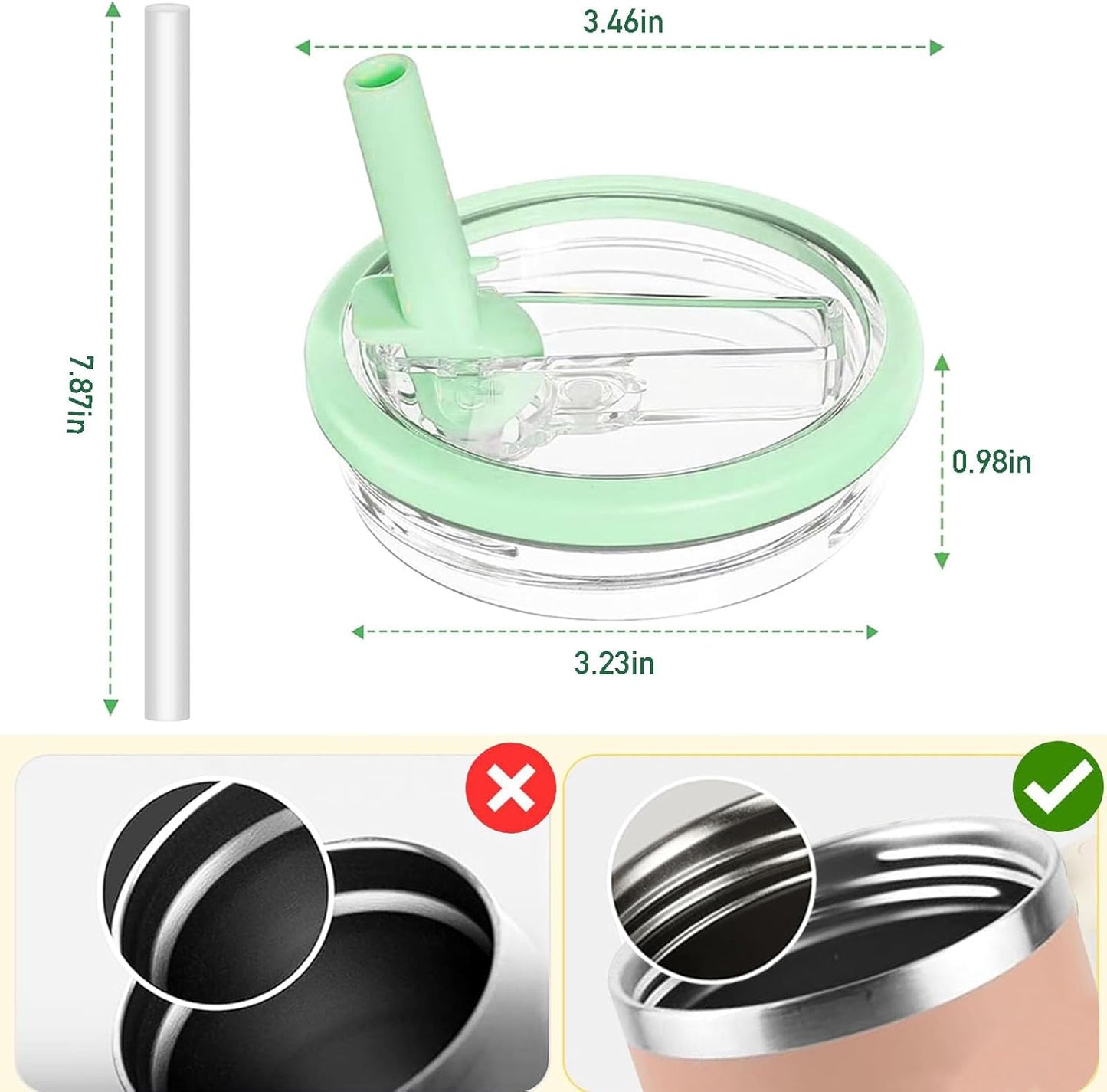 2 Pack 30 oz Tumbler Flip Straw Lid Replacement Compatible for Stanley Quencher, Leak Proof Lid Replacement for 30 OZ Stanley H2.0 FlowState Tumbler,Spill Proof Splash Reusable (Transparent Cream)
