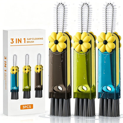 3 in 1 Cup Lid Cleaning Brush - Upgraded Version Cup Lid Brush with Packaging Box, Suitable for All Types of Cups, Bottle Gaps, Portable Travel and Home Kitchen Multifunctional Cleaning Set (3pcs)