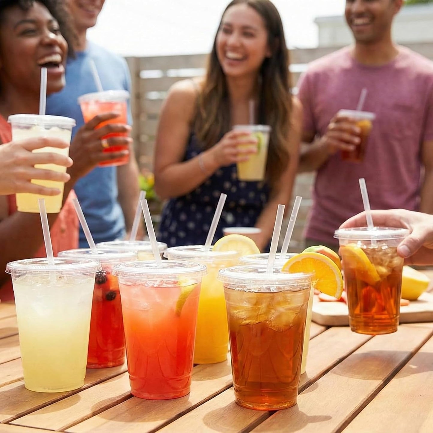 16 OZ Plastic Cups with Lids and Straws, 25 Clear Disposable Coffee Cups With Lids 16 OZ Disposable Cold Brew Cup for Parfait, Bubble Tea, Smoothies
