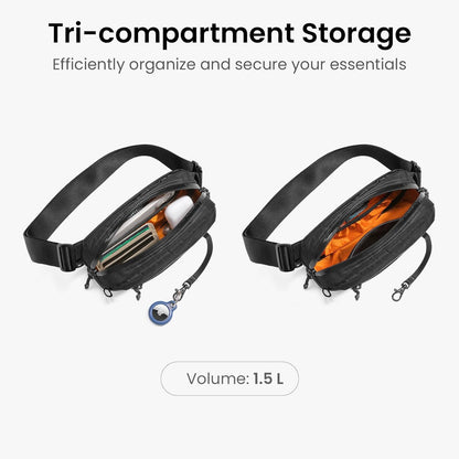 tomtoc 3.5L Sling Bag with RFID Blocking, Crossbody Bag Chest Shoulder Pack for Men and Women, Water-resistant Lightweight Casual Waist Fanny Pack for Travel/Daily Use