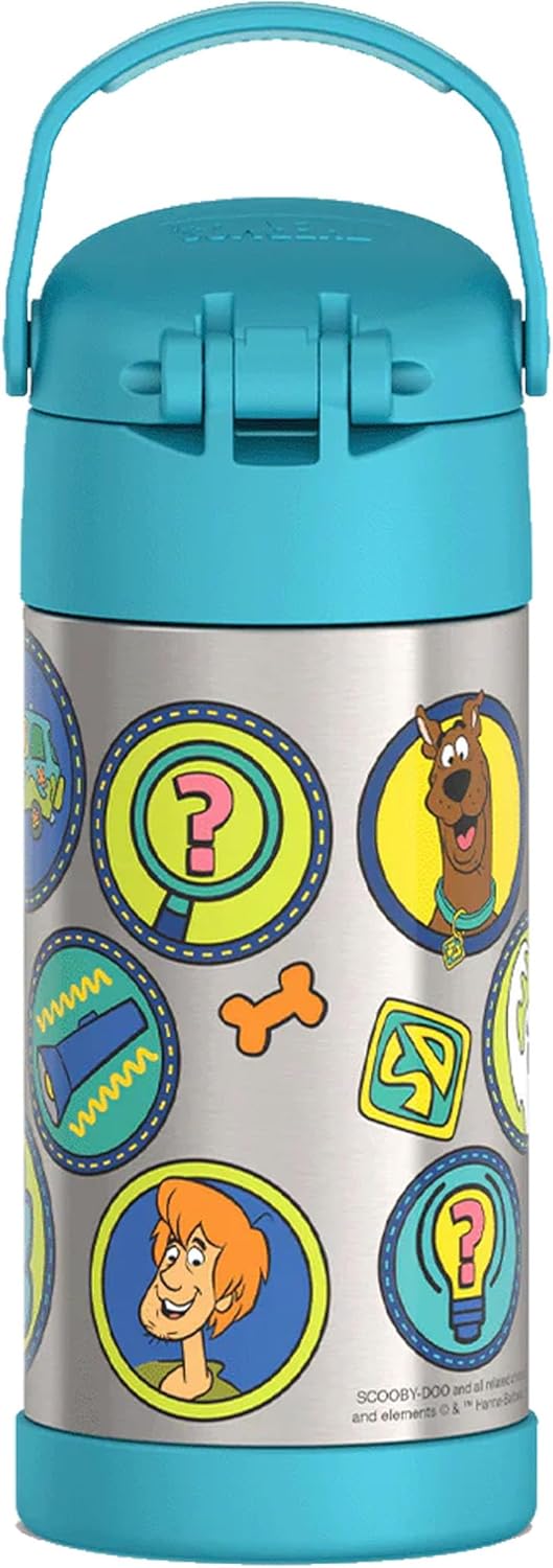 THERMOS FUNTAINER Water Bottle with Straw - 12 Ounce - Kids Stainless Steel Vacuum Insulated Water Bottle with Lid, Bluey - Colors A