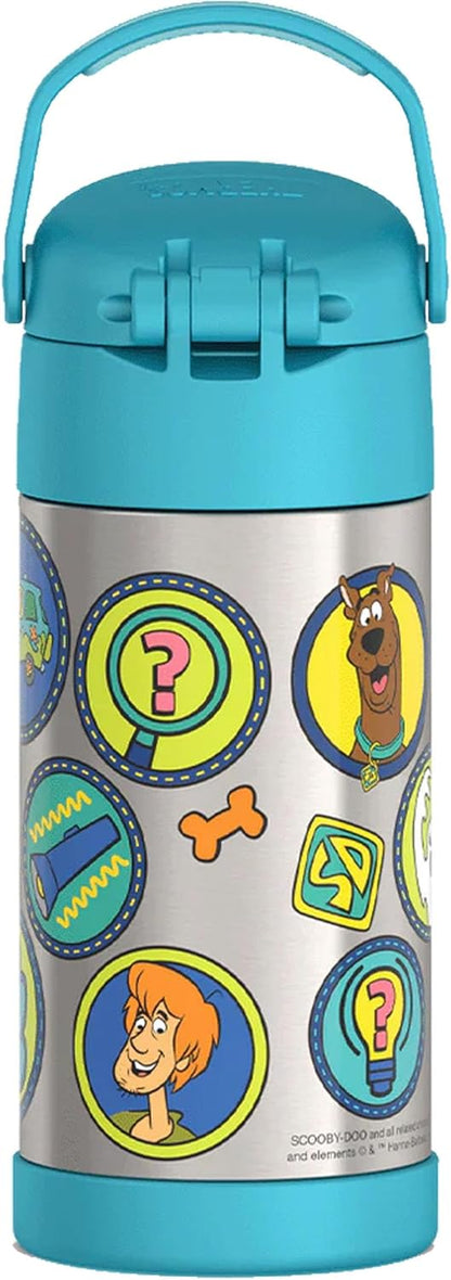 THERMOS FUNTAINER Water Bottle with Straw - 12 Ounce - Kids Stainless Steel Vacuum Insulated Water Bottle with Lid, Bluey - Colors A