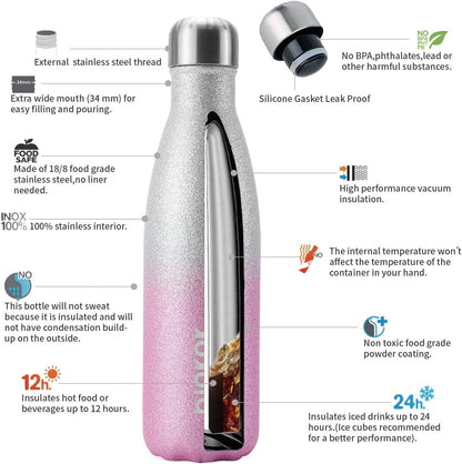 BJPKPK Insulated Water Bottle 12oz Small Stainless Steel Water Bottles Reusable Metal Thermal Keep Cold and Hot,Dreamy Purple - Colors B