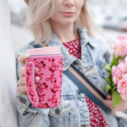Cute Sleeve for Owala Coffee Tumbler, Neoprene Cover with Handle for Owala SmoothSip Slider, Scratch Resistant Coffee Mug Sleeve for Women to Office, Workout, Coffee Break. (Coffee Break)